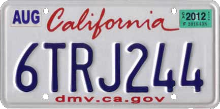 California Auto License Plate History